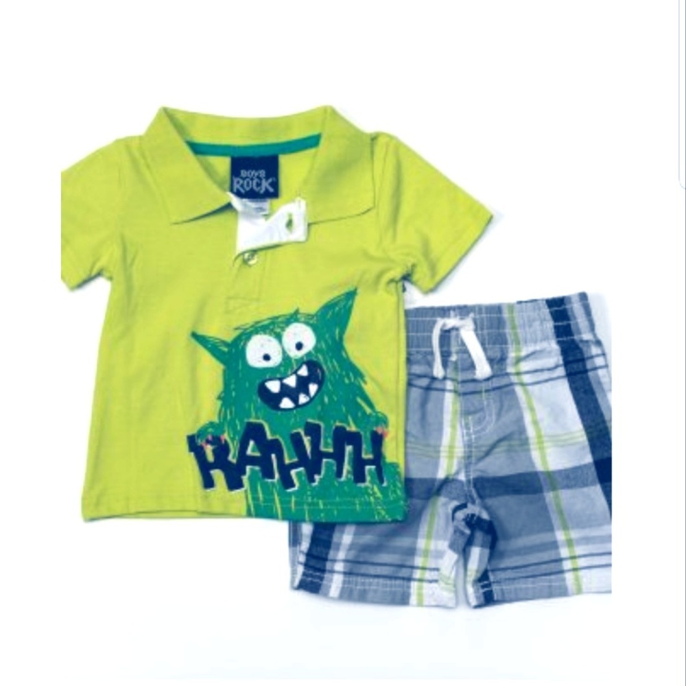 Baby Boys Rock Monster Short Set 12m